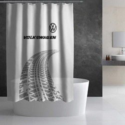 Шторка для душа Volkswagen speed на светлом фоне со следами шин: с, цвет: 3D-принт — фото 2