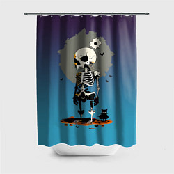 Шторка для ванной Funny skeleton - neural network - halloween
