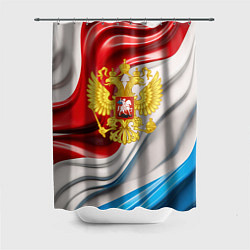 Шторка для ванной Герб России на фоне флага