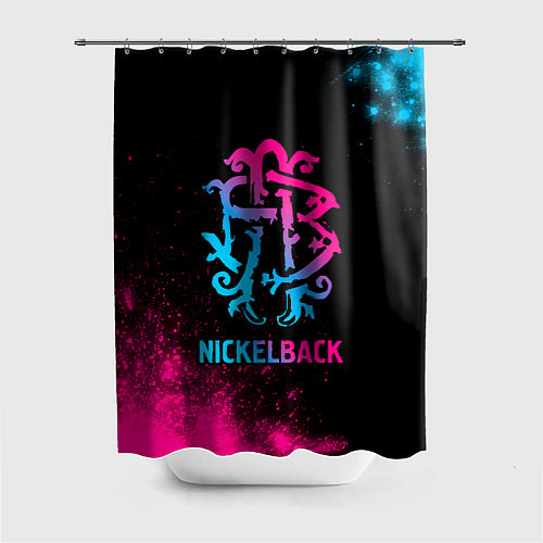 Шторка для ванной Nickelback - neon gradient / 3D-принт – фото 1