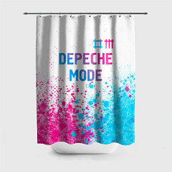 Шторка для душа Depeche Mode neon gradient style: символ сверху, цвет: 3D-принт