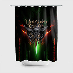 Шторка для душа Baldurs Gate 3 logo green red light, цвет: 3D-принт