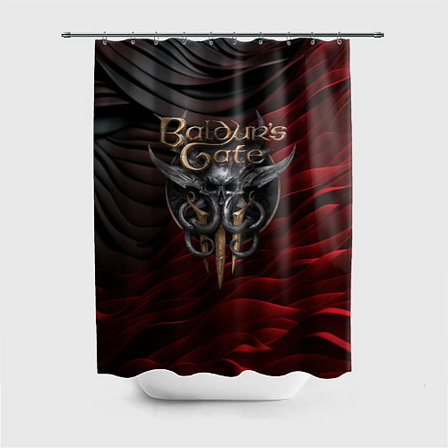 Шторка для ванной Baldurs Gate 3 logo dark red black / 3D-принт – фото 1