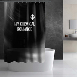 Шторка для душа My Chemical Romance glitch на темном фоне: символ, цвет: 3D-принт — фото 2