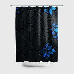 Шторка для душа Черные плиты с синими вставками, цвет: 3D-принт