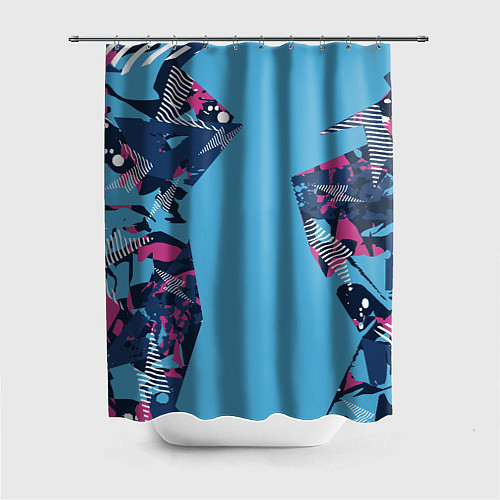 Шторка для ванной Цифровая река спортивный паттерн / 3D-принт – фото 1