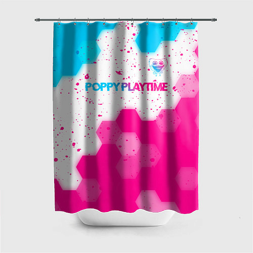 Шторка для ванной Poppy Playtime neon gradient style: символ сверху / 3D-принт – фото 1