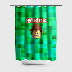 Шторка для ванной Roblox head на пиксельном фоне