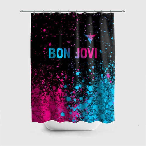 Шторка для ванной Bon Jovi - neon gradient: символ сверху / 3D-принт – фото 1