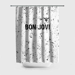 Шторка для ванной Bon Jovi glitch на светлом фоне: символ сверху
