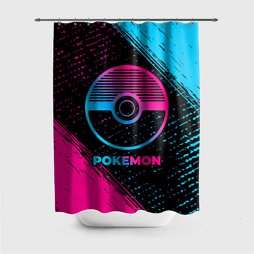 Шторка для ванной Pokemon - neon gradient / 3D-принт – фото 1