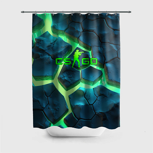 Шторка для ванной CS GO green texture logo / 3D-принт – фото 1