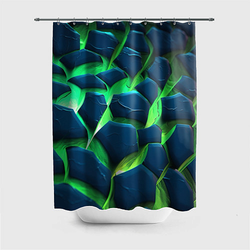 Шторка для ванной Разломленные зеленые плиты / 3D-принт – фото 1
