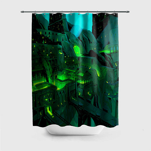 Шторка для ванной Зелёный город / 3D-принт – фото 1