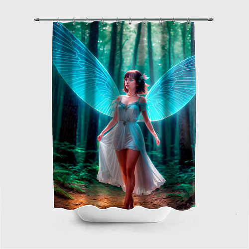 Шторка для ванной Девушка фея в дремучем лесу / 3D-принт – фото 1