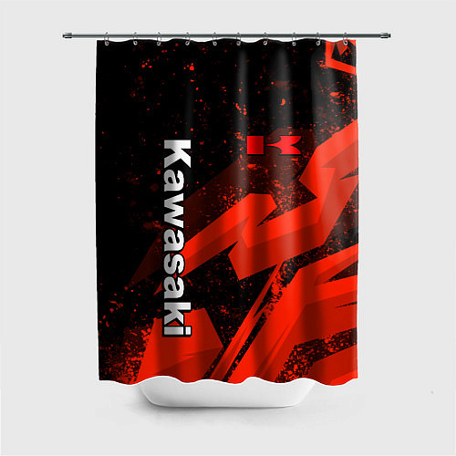 Шторка для ванной Кавасаки - красные брызги / 3D-принт – фото 1