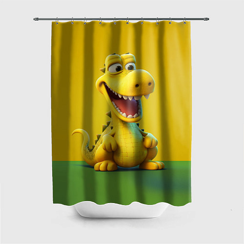 Шторка для ванной Жёлтый крокодил / 3D-принт – фото 1