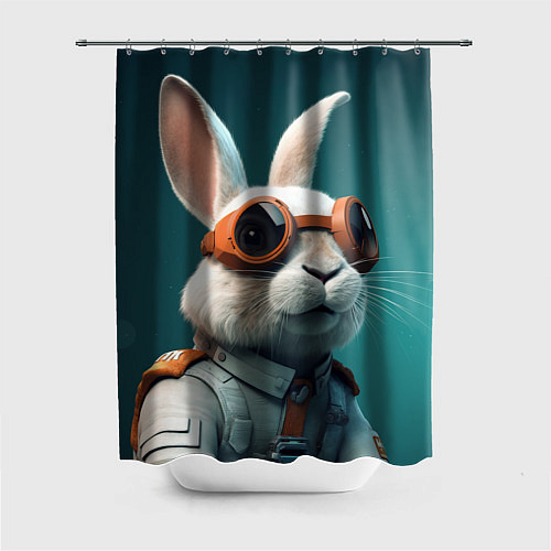 Шторка для ванной Белый кролик-космонавт / 3D-принт – фото 1