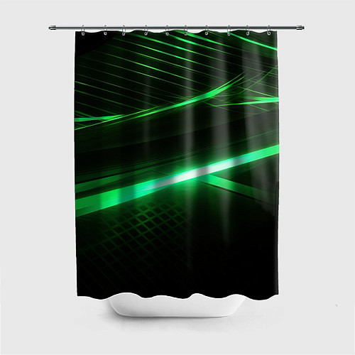 Шторка для ванной Зеленый неоновый свет / 3D-принт – фото 1