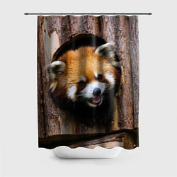 Шторка для ванной Красная панда в дереве