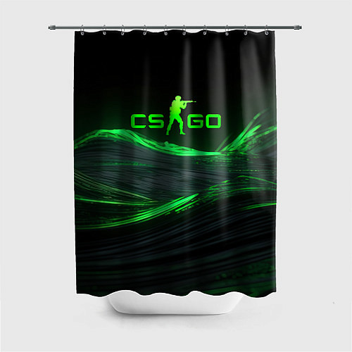 Шторка для ванной CSGO neon green logo / 3D-принт – фото 1