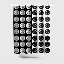 Шторка для душа Smiley black and white, цвет: 3D-принт