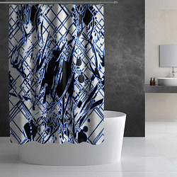 Шторка для душа Кибернетическая клякса синяя, цвет: 3D-принт — фото 2