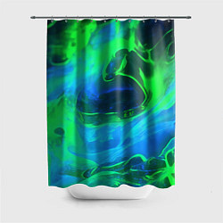 Шторка для душа Зеленый и синий дым, цвет: 3D-принт