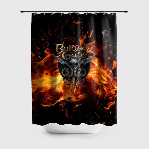 Шторка для ванной Baldurs Gate 3 fire logo / 3D-принт – фото 1