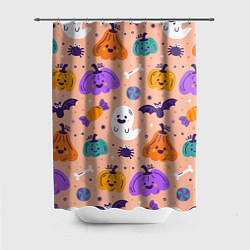 Шторка для ванной Halloween - pumpkins and ghosts