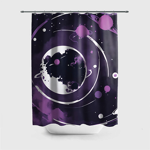 Шторка для ванной Фиолетовый космос - нейросеть / 3D-принт – фото 1