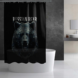 Шторка для душа Русский медведь на черном фоне, цвет: 3D-принт — фото 2
