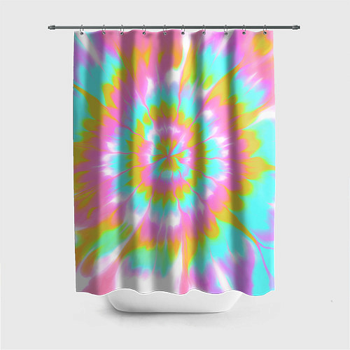 Шторка для ванной Tie-Dye кислотный в стиле барби / 3D-принт – фото 1