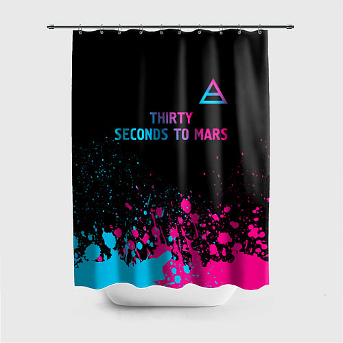 Шторка для ванной Thirty Seconds to Mars - neon gradient: символ све / 3D-принт – фото 1