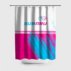 Шторка для душа Subaru neon gradient style: символ сверху, цвет: 3D-принт