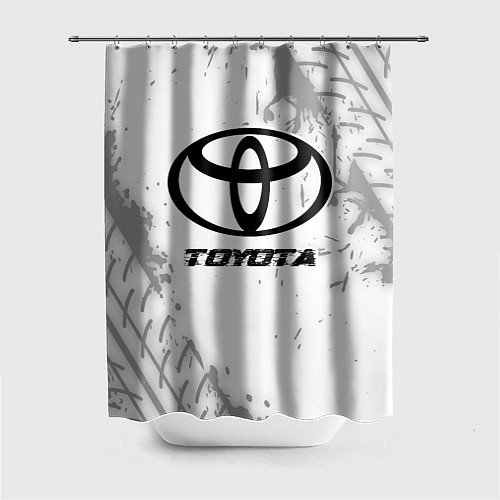 Шторка для ванной Toyota speed на светлом фоне со следами шин / 3D-принт – фото 1