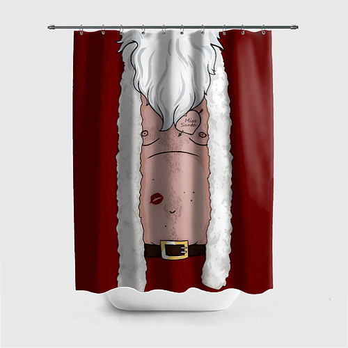 Шторка для ванной Прикольный костюм санта клауса - голое тело / 3D-принт – фото 1