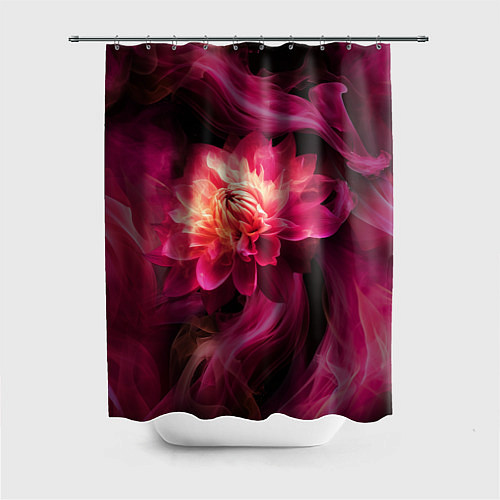 Шторка для ванной Розовый цветок в огне - нейросеть / 3D-принт – фото 1