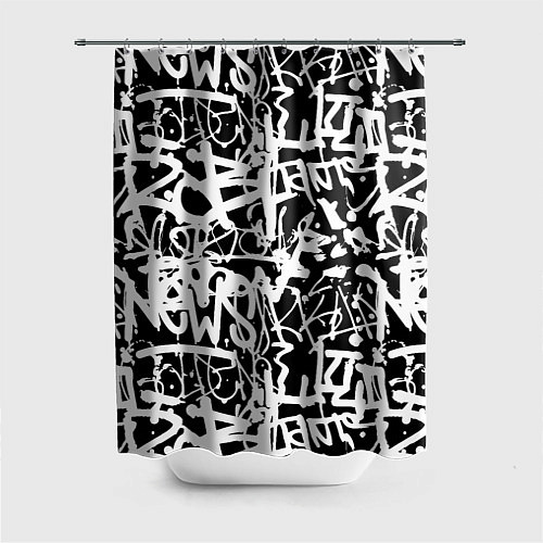 Шторка для ванной Граффити черно-белый паттерн / 3D-принт – фото 1