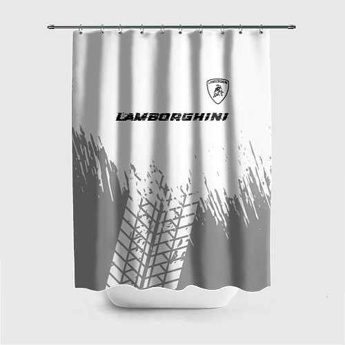 Шторка для ванной Lamborghini speed на светлом фоне со следами шин: / 3D-принт – фото 1