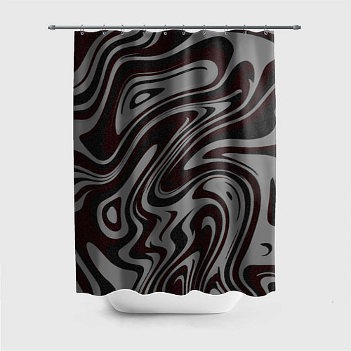Шторка для ванной Абстракция тёмно-серый с красным / 3D-принт – фото 1