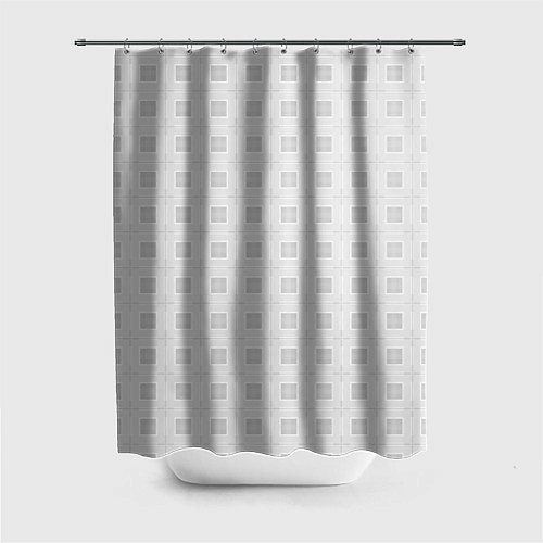 Шторка для ванной Светло-серый в квадратик / 3D-принт – фото 1