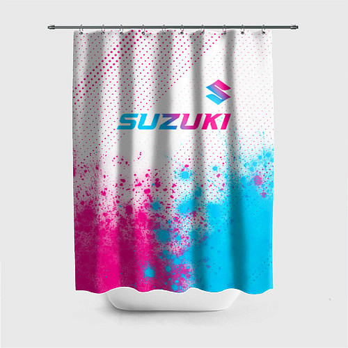 Шторка для ванной Suzuki neon gradient style: символ сверху / 3D-принт – фото 1