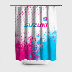 Шторка для душа Suzuki neon gradient style: символ сверху, цвет: 3D-принт