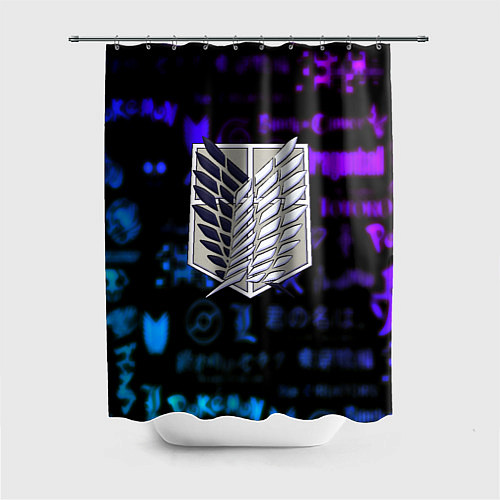 Шторка для ванной Неоновые лого атака титанов / 3D-принт – фото 1