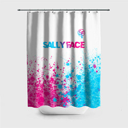 Шторка для ванной Sally Face neon gradient style: символ сверху