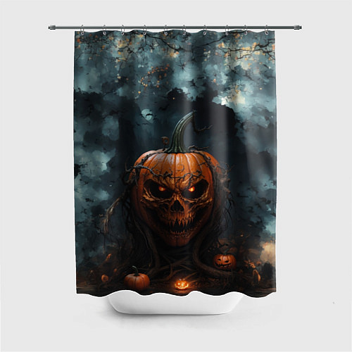 Шторка для ванной Весёлая хэллоуинская тыква / 3D-принт – фото 1