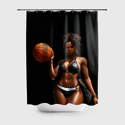 Шторка для ванной Девушка с баскетбольным мячом