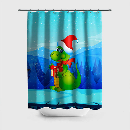 Шторка для ванной Дракон с подарком новый год / 3D-принт – фото 1