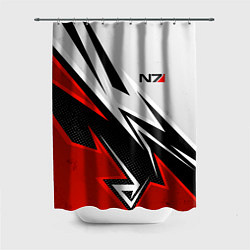 Шторка для ванной N7 mass effect - white and red